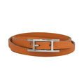 Hermes Hapi 3 Silver Triple Strand Leather Bracelet Orange