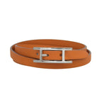 Hermes Hapi 3 Silver Triple Strand Leather Bracelet Orange