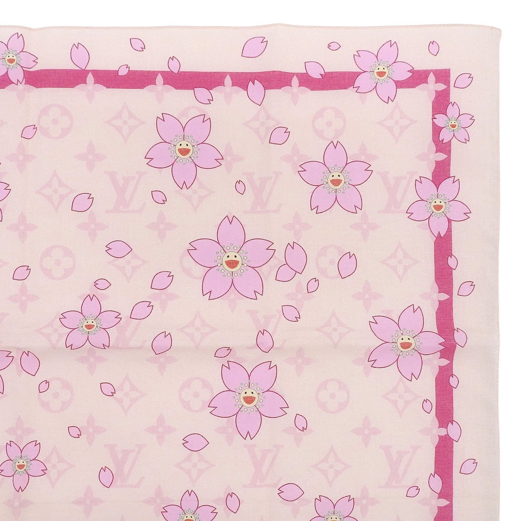 Louis Vuitton Murakami Takashi Cotton 100% Monogram Cherry Blossom Scarf — view 3