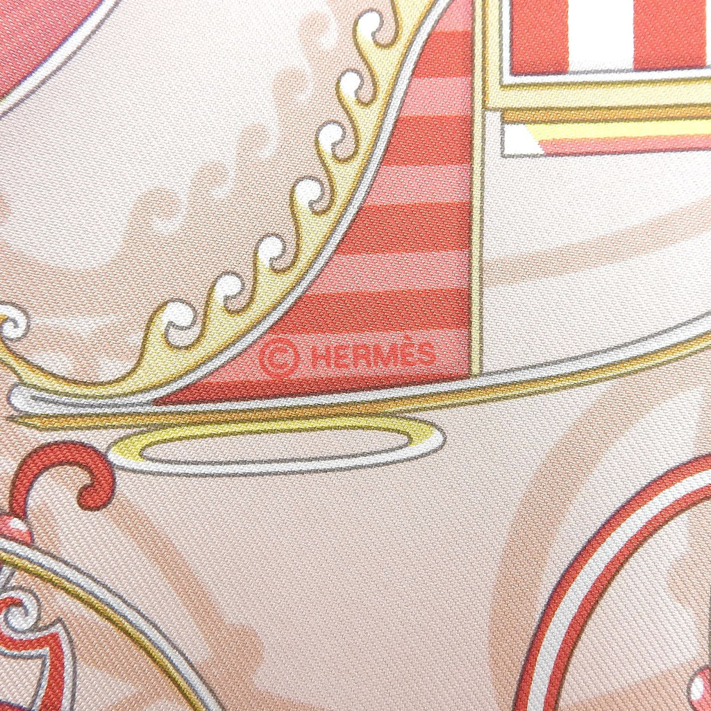 Hermes Carre 45 Voitures en Nquilibre Elaborate Carriage Silk 100% Scarf Pink — view 8