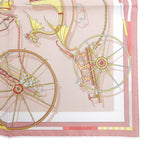 Hermes Carre 45 Voitures en Nquilibre Elaborate Carriage Silk 100% Scarf Pink — view 5