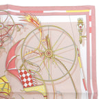 Hermes Carre 45 Voitures en Nquilibre Elaborate Carriage Silk 100% Scarf Pink — view 3