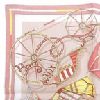 Hermes Carre 45 Voitures en Nquilibre Elaborate Carriage Silk 100% Scarf Pink — view 2