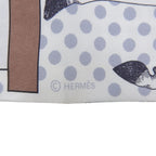Hermes Cavalier en Formes Silk 100% Scarf Gray White — view 5