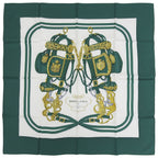Hermes Carre 90 Brides de Gala Ceremonial Bridle Silk 100% Scarf Green Multi