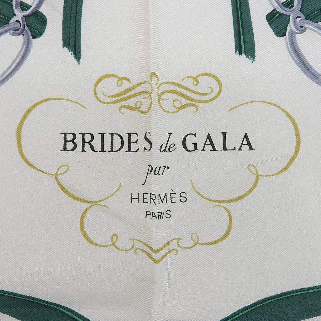 Hermes Carre 90 Brides de Gala Ceremonial Bridle Silk 100% Scarf Green Multi — view 6