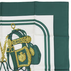 Hermes Carre 90 Brides de Gala Ceremonial Bridle Silk 100% Scarf Green Multi — view 3