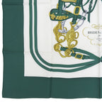 Hermes Carre 90 Brides de Gala Ceremonial Bridle Silk 100% Scarf Green Multi — view 4
