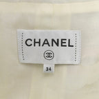 Chanel Cotton Asymmetric CC Logo Buttoned Tweed Skirt Multi 34 — view 5
