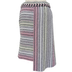 Chanel Cotton Asymmetric CC Logo Buttoned Tweed Skirt Multi 34 — view 2
