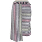 Chanel Cotton Asymmetric CC Logo Buttoned Tweed Skirt Multi 34