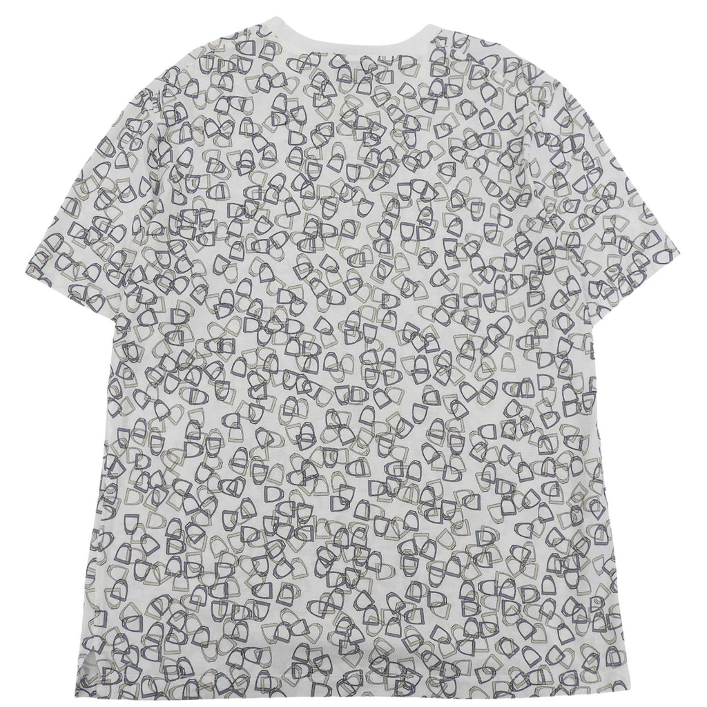 Hermes Cotton 100% Etrier Stirrup Pattern Crew Neck Short Sleeve T-Shirt White — view 2