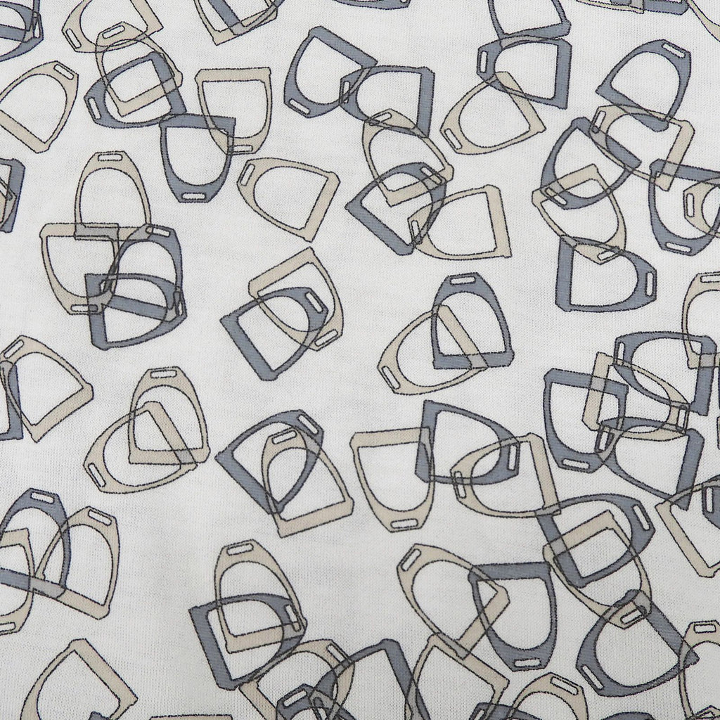 Hermes Cotton 100% Etrier Stirrup Pattern Crew Neck Short Sleeve T-Shirt White — view 5
