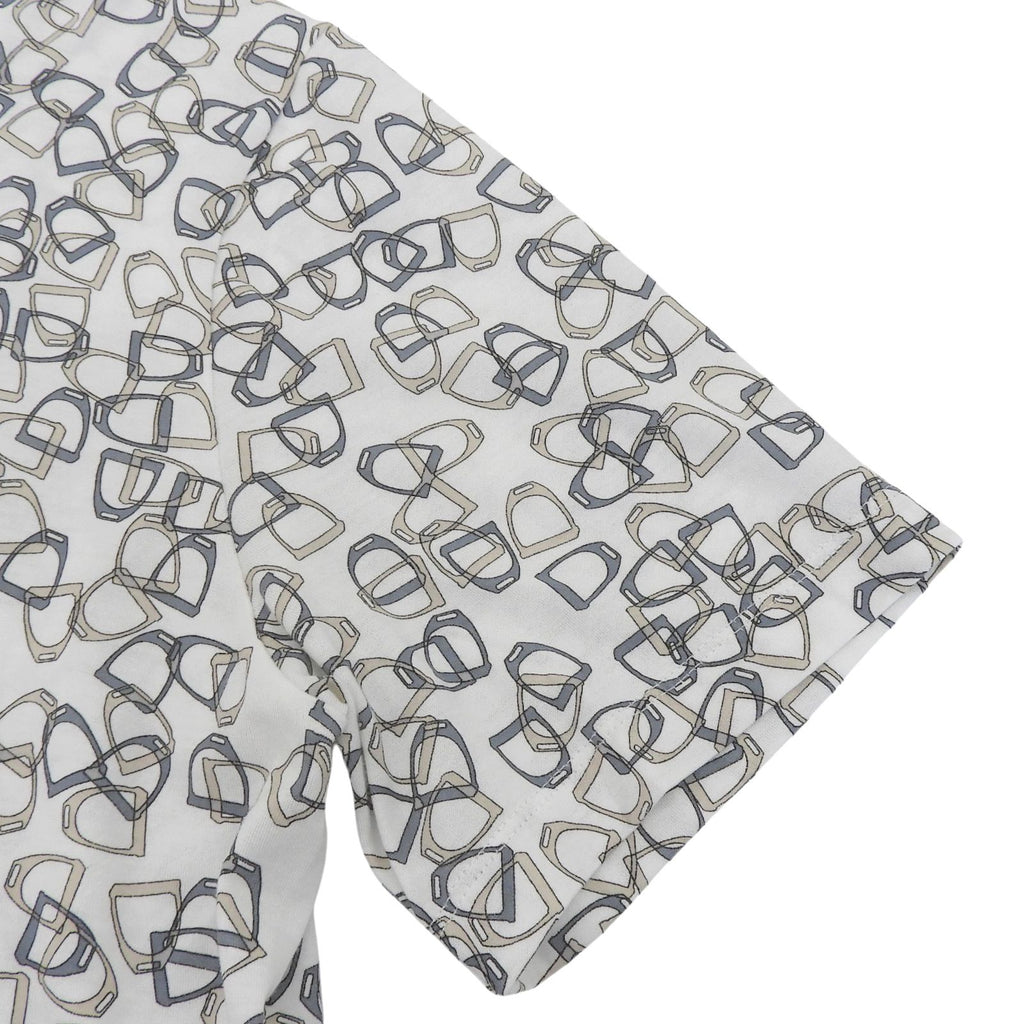 Hermes Cotton 100% Etrier Stirrup Pattern Crew Neck Short Sleeve T-Shirt White — view 4