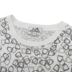 Hermes Cotton 100% Etrier Stirrup Pattern Crew Neck Short Sleeve T-Shirt White — view 3