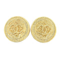 Chanel Vintage CC Logo Round Earrings Gold