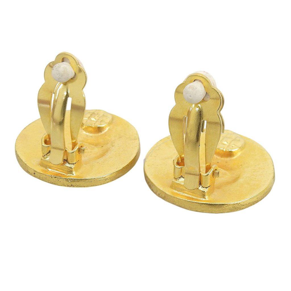 Chanel Vintage CC Logo Round Earrings Gold — view 7