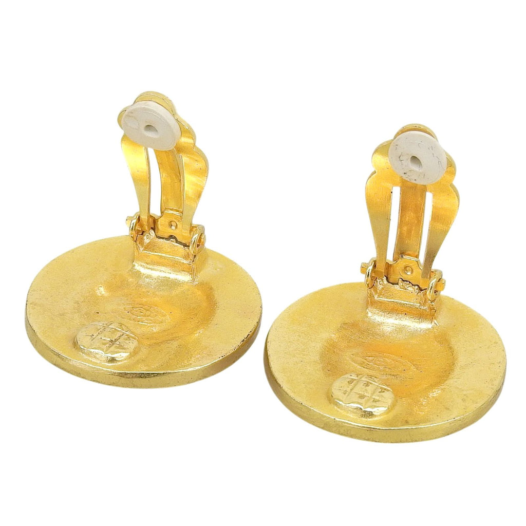 Chanel Vintage CC Logo Round Earrings Gold — view 6