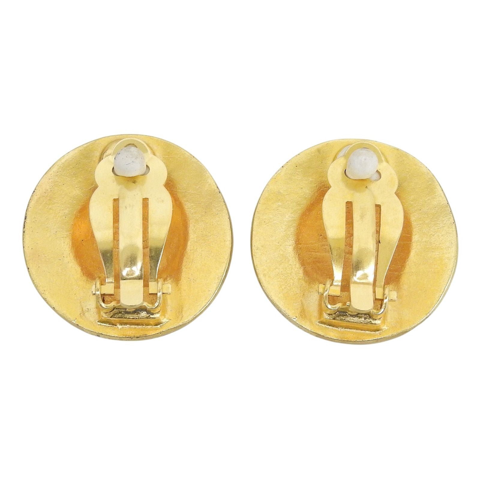 Chanel Vintage CC Logo Round Earrings Gold — view 3
