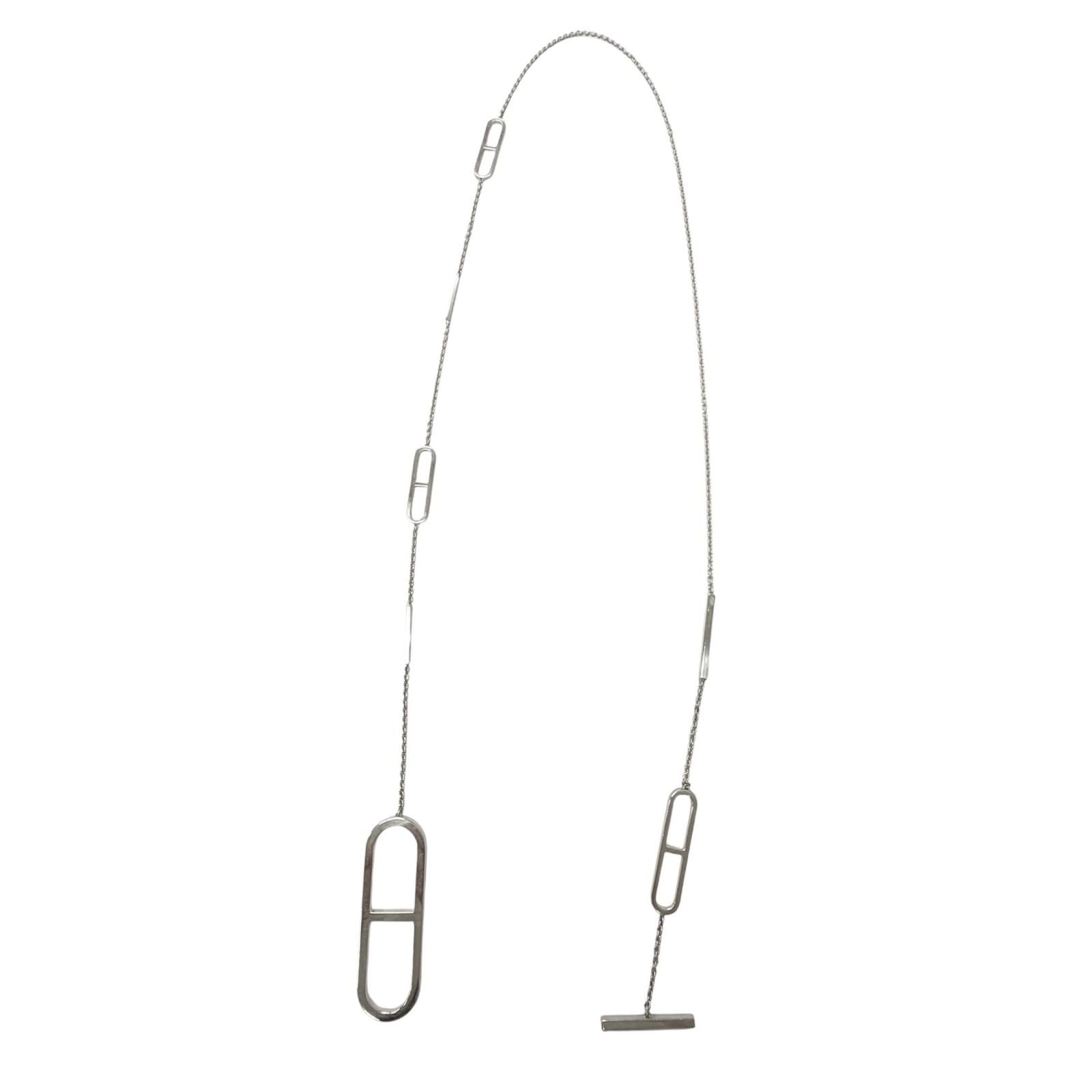 Hermes Ever Chaine D'ancre Long Chain Necklace Silver — view 4