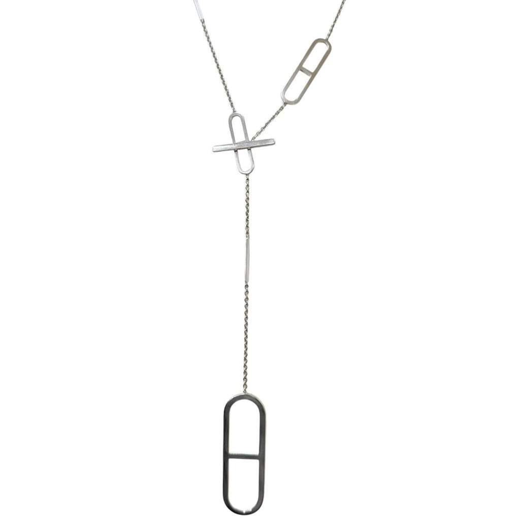 Hermes Ever Chaine D'ancre Long Chain Necklace Silver