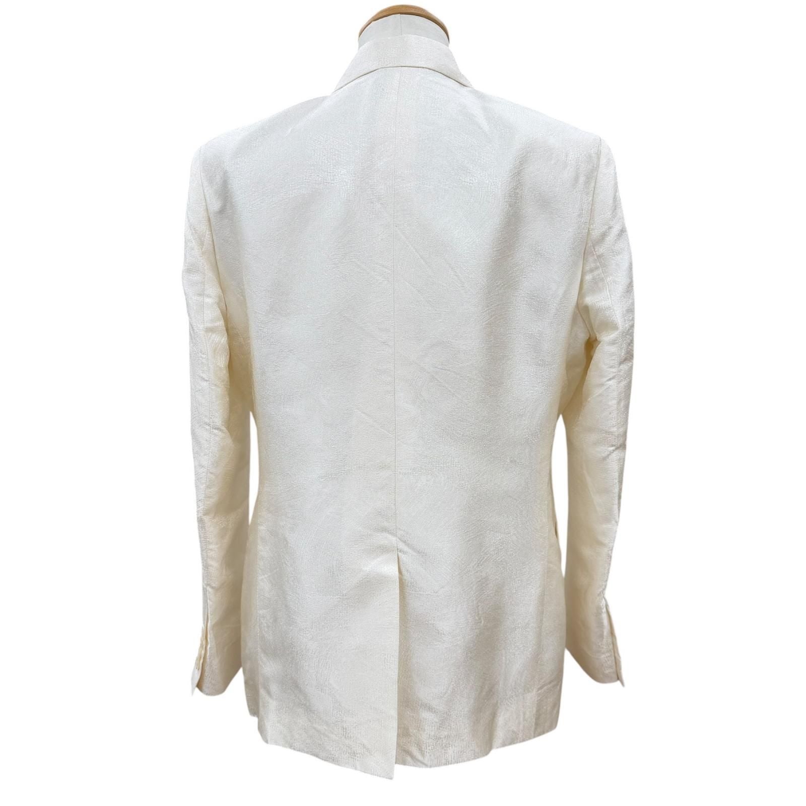 Dior Homme Silk 100% Logo Button Jacquard Single Jacket Tailored White 50 — view 4