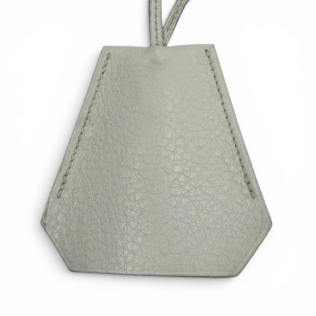 Hermes Vintage Leather Silver Martin Margiela Era Clochette Necklace Light Gray — view 4