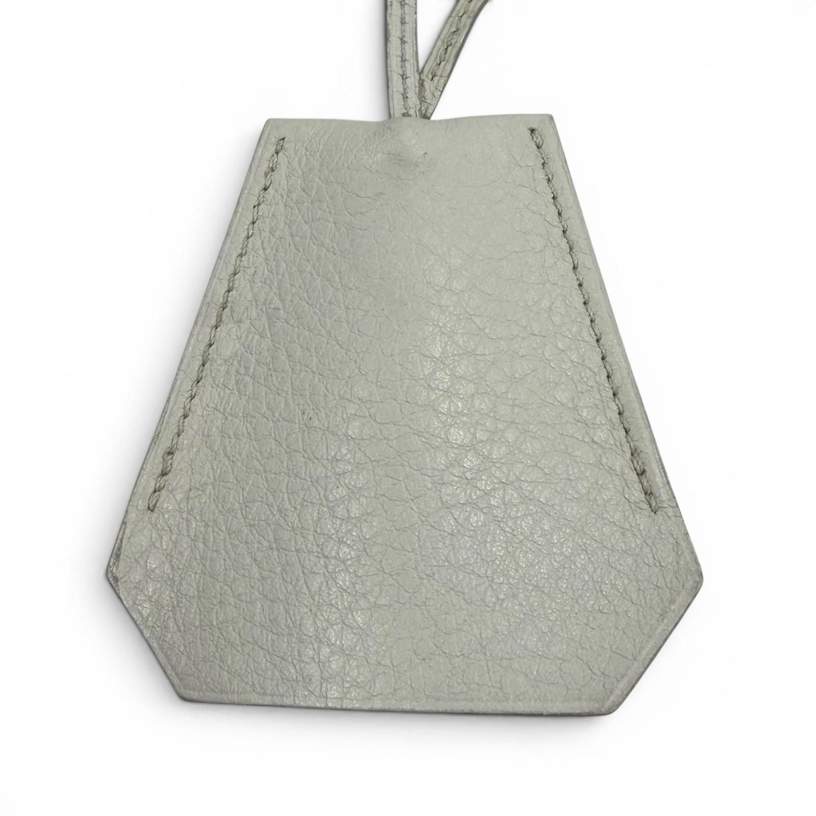 Hermes Vintage Leather Silver Martin Margiela Era Clochette Necklace Light Gray — view 4