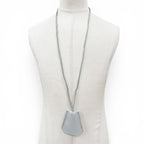Hermes Vintage Leather Silver Martin Margiela Era Clochette Necklace Light Gray — view 3