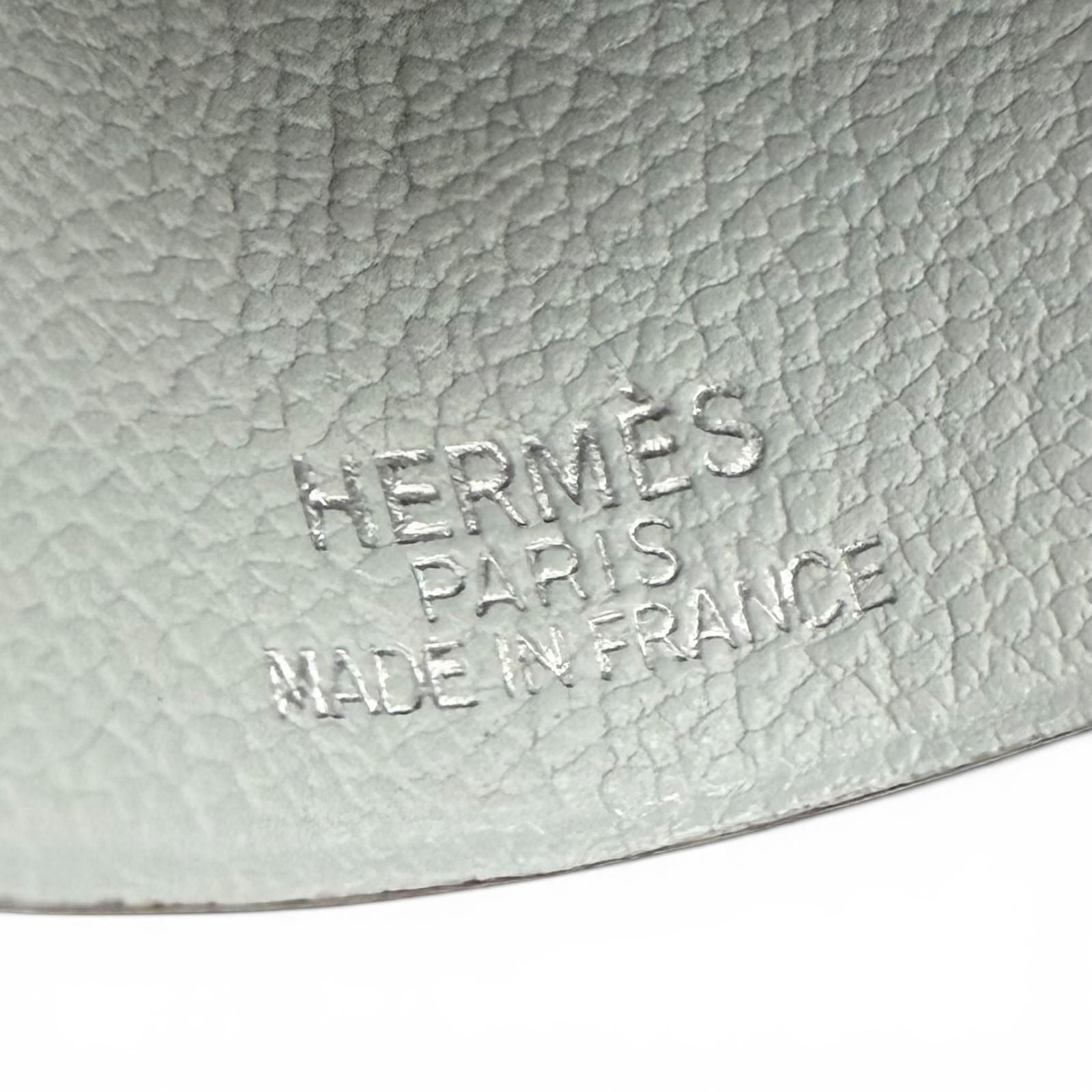 Hermes Vintage Leather Silver Martin Margiela Era Clochette Necklace Light Gray — view 6