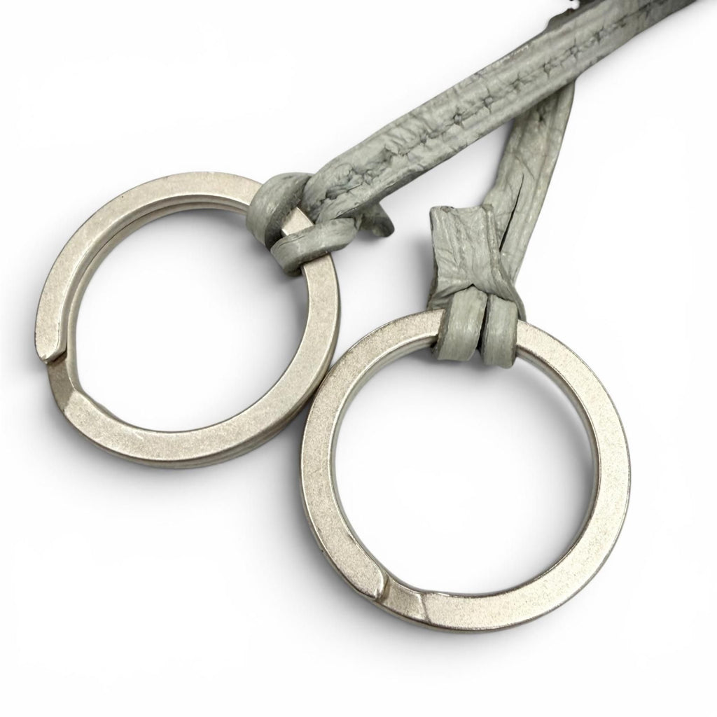 Hermes Vintage Leather Silver Martin Margiela Era Clochette Necklace Light Gray — view 5