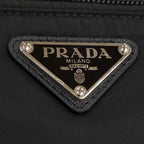Prada Nylon Re-Nylon Triangle Logo Plate Shoulder Bag Black Silver — view 9
