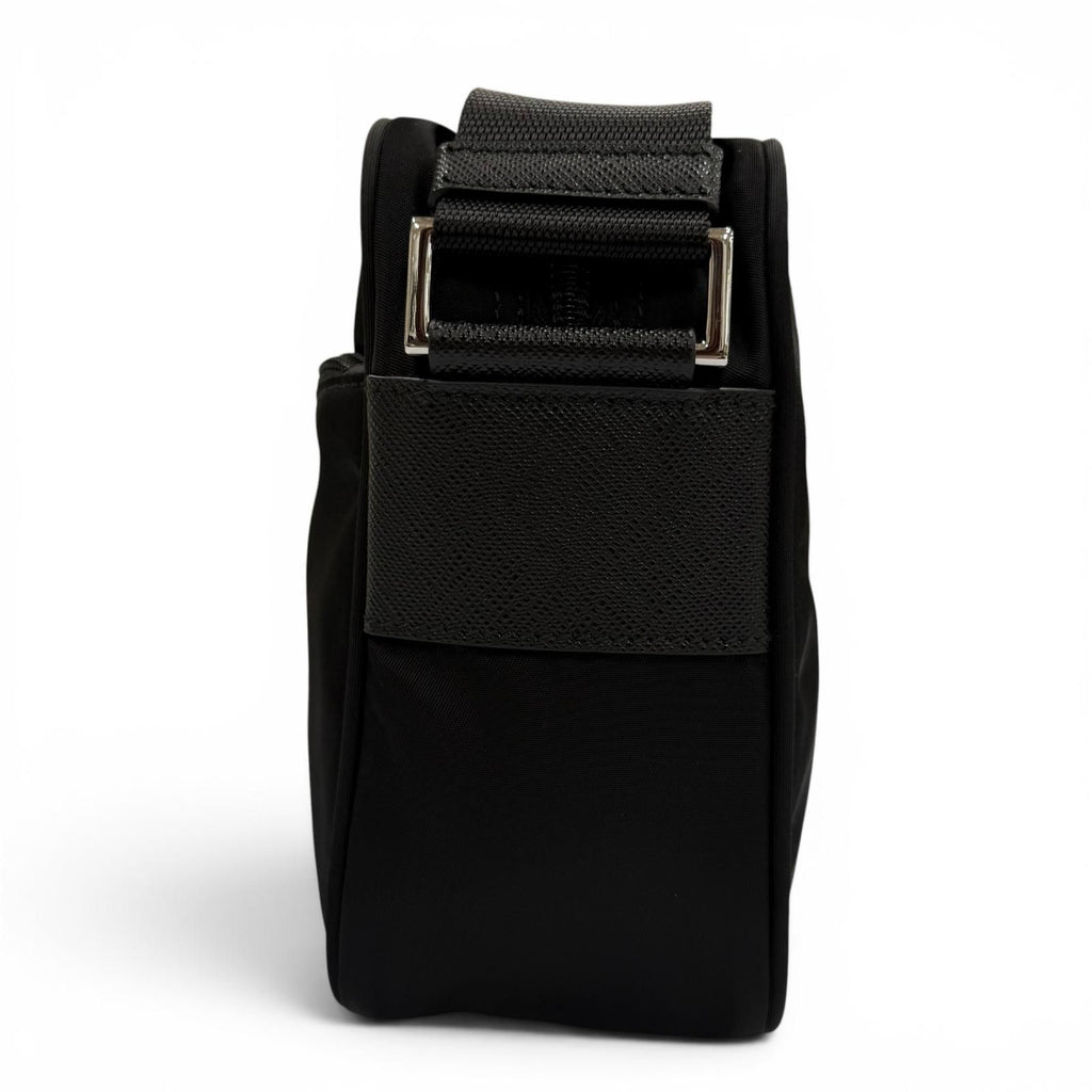 Prada Nylon Re-Nylon Triangle Logo Plate Shoulder Bag Black Silver — view 5