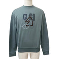 Hermes Puzzle Lambskin Patch Cotton 100% Crew Neck Sweatshirt Shirt Green