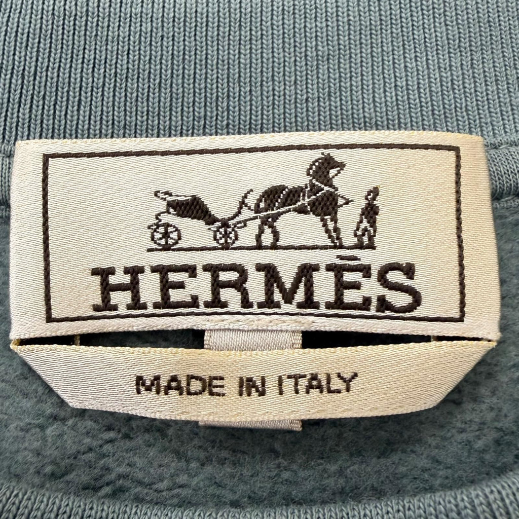 Hermes Puzzle Lambskin Patch Cotton 100% Crew Neck Sweatshirt Shirt Green — view 7