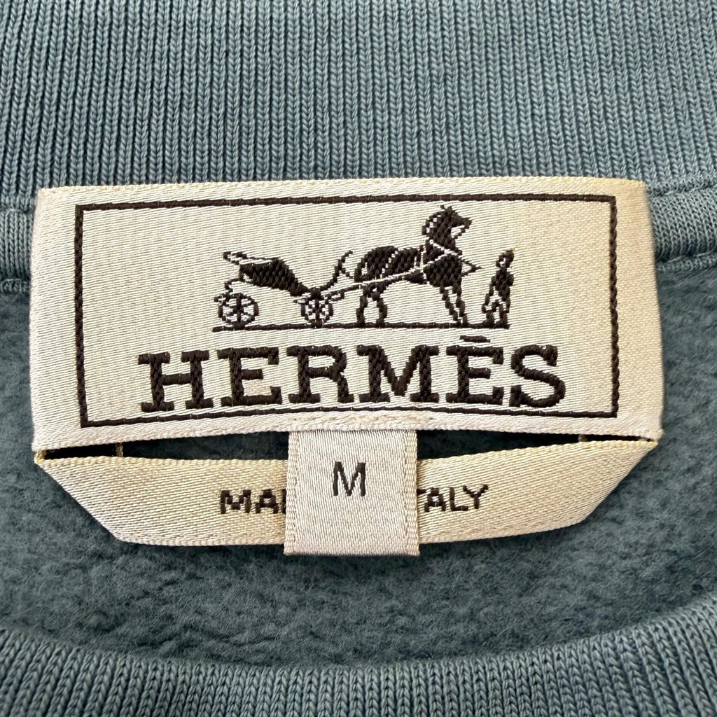 Hermes Puzzle Lambskin Patch Cotton 100% Crew Neck Sweatshirt Shirt Green — view 6
