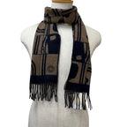 Hermes Brid Gala Cashmere Clou de Selle Embroidery Fringe Scarf Marine Etoupe — view 3
