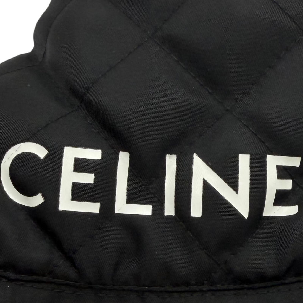 Celine Logo Print Quilted Batting Hat Bucket Hat Black Orange — view 6