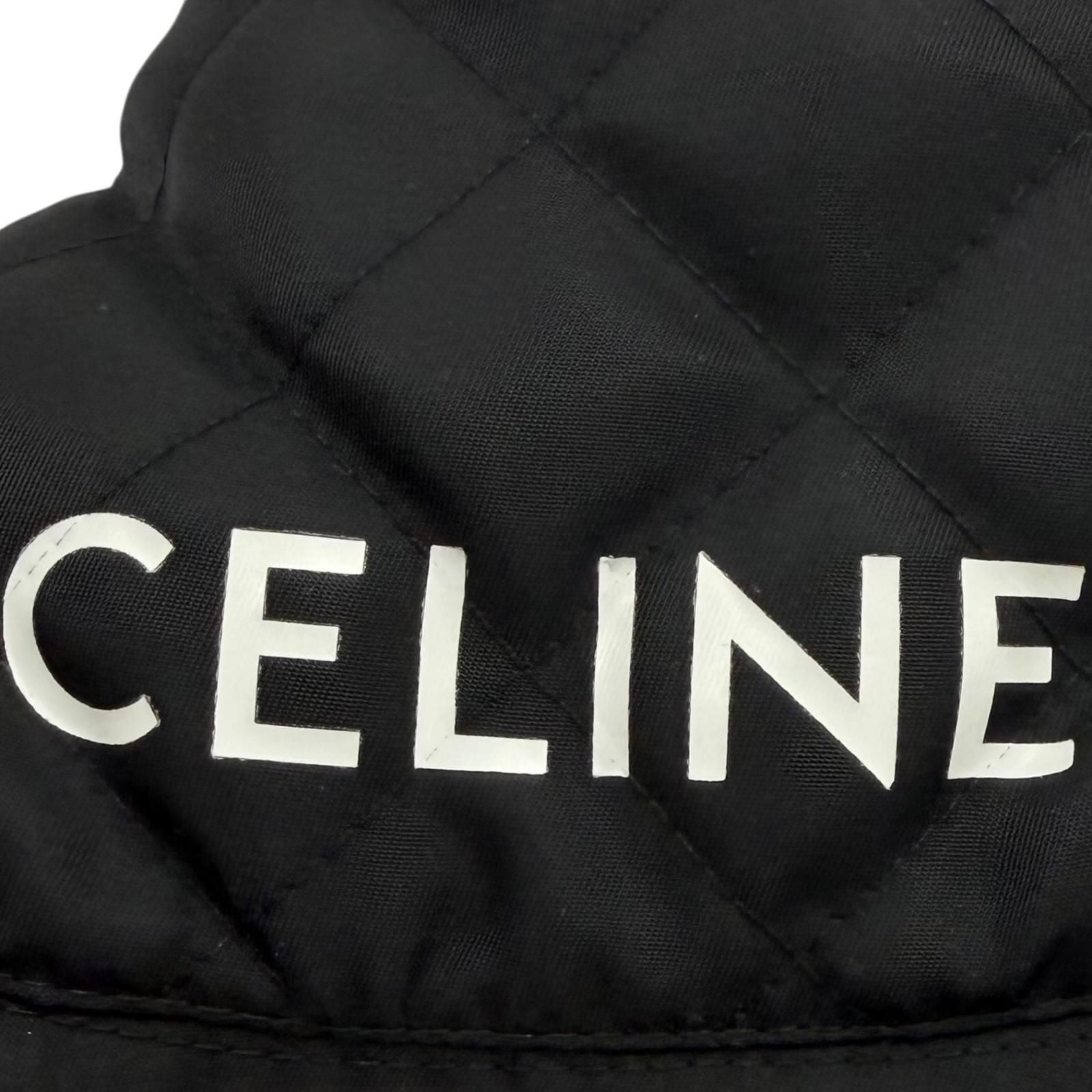 Celine Logo Print Quilted Batting Hat Bucket Hat Black Orange — view 6