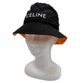 Celine Logo Print Quilted Batting Hat Bucket Hat Black Orange