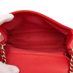 Chanel Quilted CC Logo Studded Chain Shoulder Bag Red Lambskin — view 4