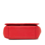 Chanel Quilted CC Logo Studded Chain Shoulder Bag Red Lambskin — view 3