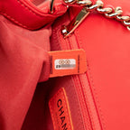 Chanel Quilted CC Logo Studded Chain Shoulder Bag Red Lambskin — view 6