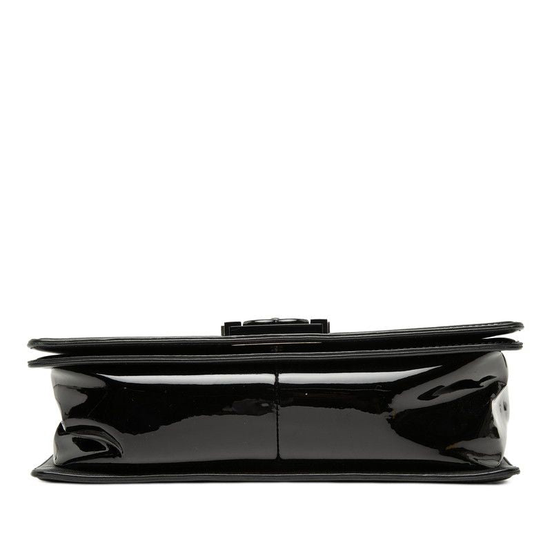 Chanel CC Logo Boy Chain Shoulder Bag Black Enamel — view 3