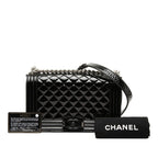 Chanel CC Logo Boy Chain Shoulder Bag Black Enamel — view 7