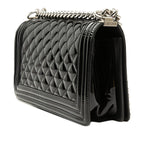 Chanel CC Logo Boy Chain Shoulder Bag Black Enamel — view 2