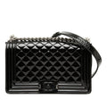 Chanel CC Logo Boy Chain Shoulder Bag Black Enamel