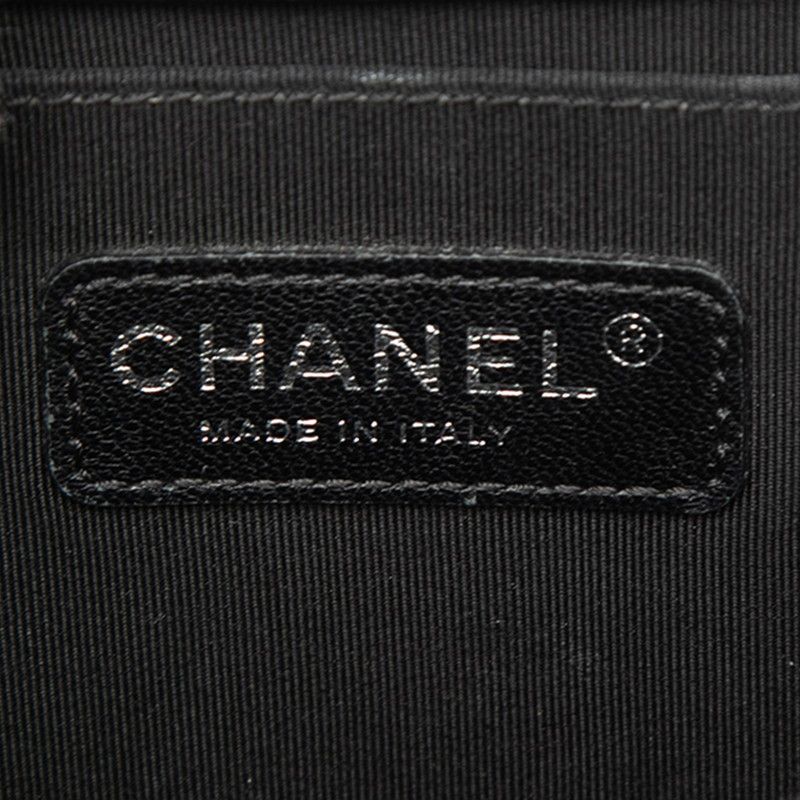Chanel CC Logo Boy Chain Shoulder Bag Black Enamel — view 5