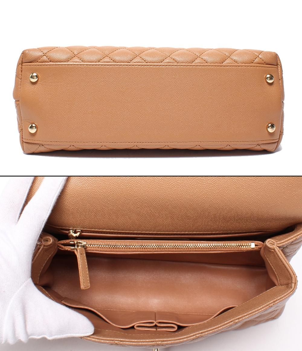Chanel 2-Way Shoulder Bag Quilted Gold Caviar Leather Coco Handle 29 — view 3