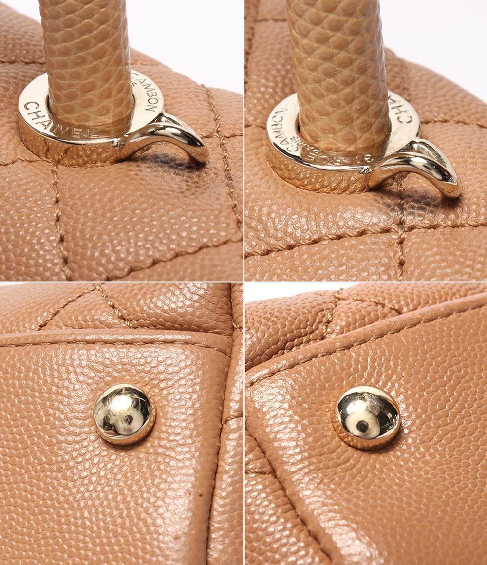 Chanel 2-Way Shoulder Bag Quilted Gold Caviar Leather Coco Handle 29 — view 8